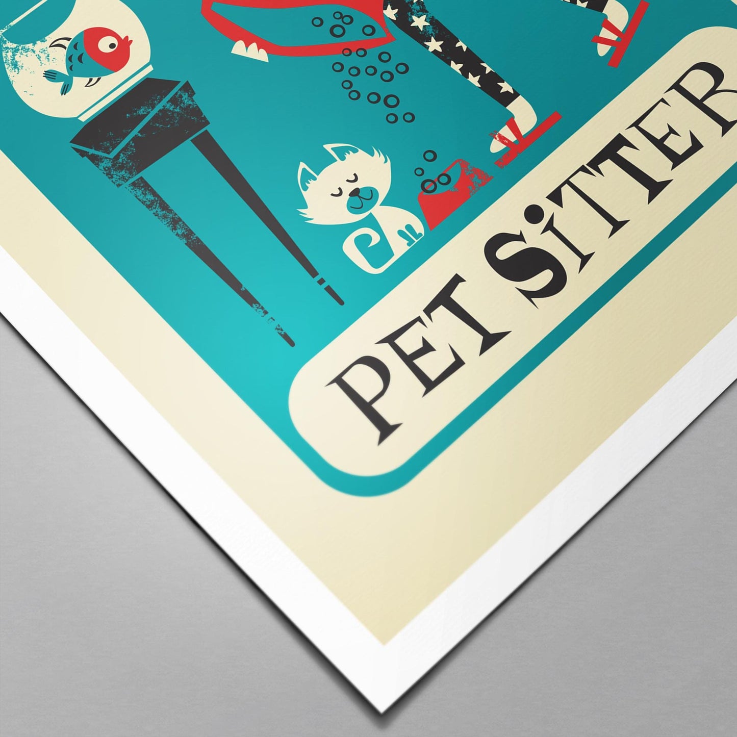 Funny Gift For Pet Sitter,  Appreciation Poster Print, Name of Your Choice, Dog Cat Fish Lover