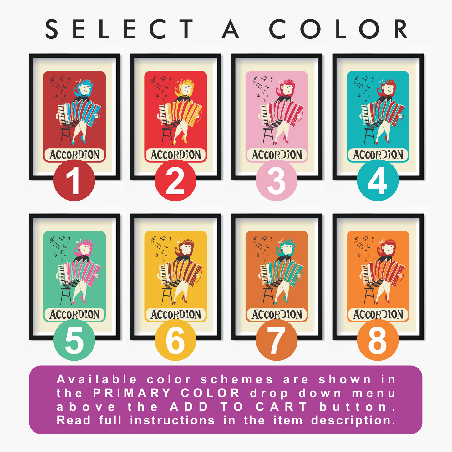 Girl Playing the Accordion Poster, Gift for Musician