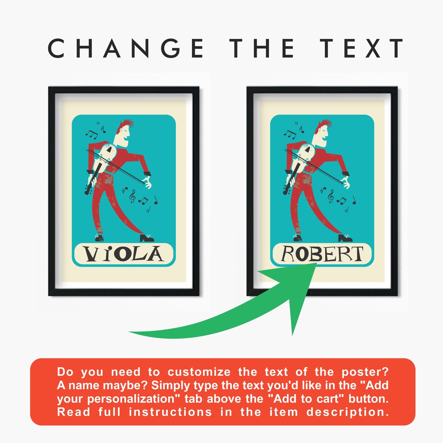 Viola And Violin Posters, Pick Colors And Add Your Favourite Text, Student BFF Gift