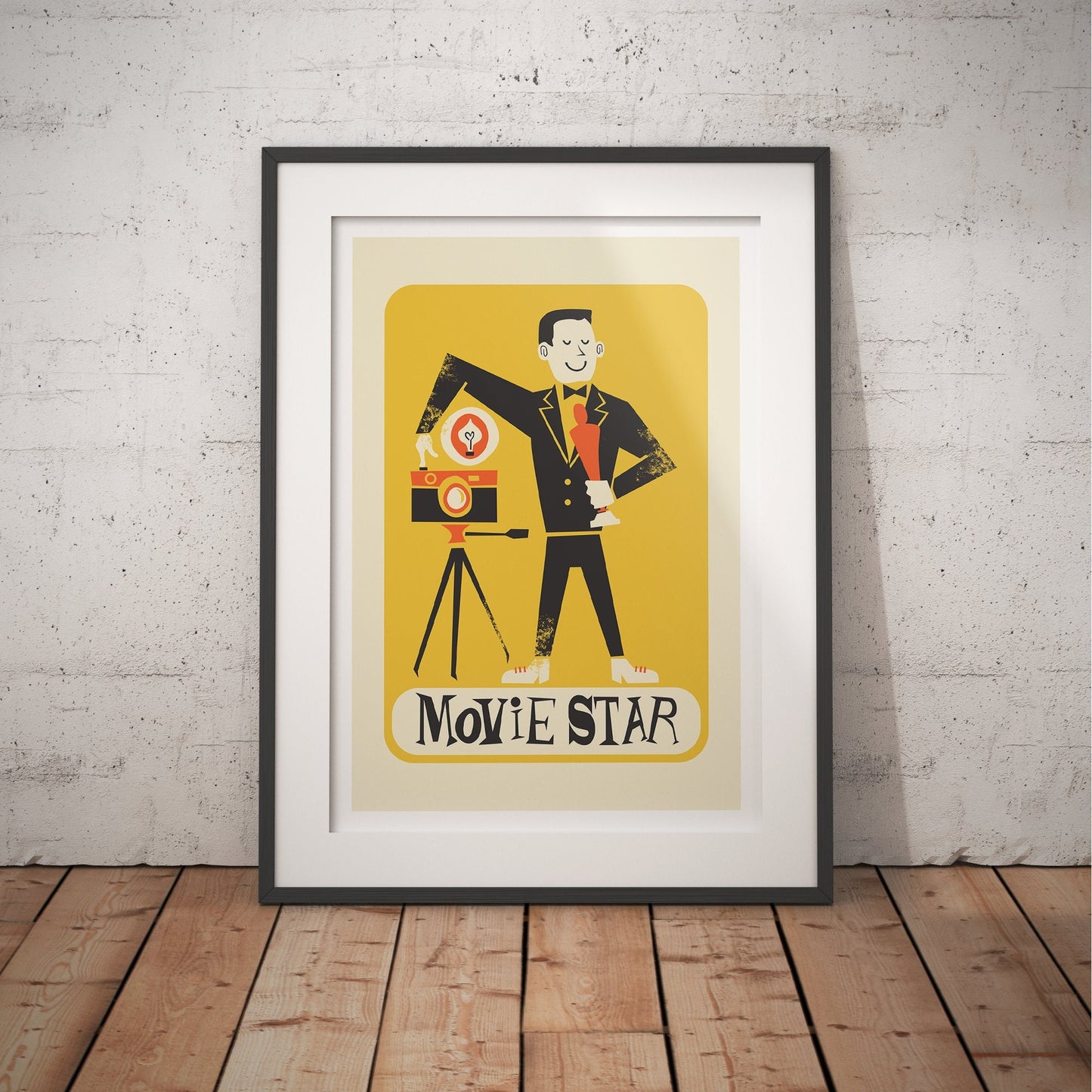 Funny Personalized Movie Star Poster, Broadway Theater Actor Gift, Vintage Mid Century Modern Decor