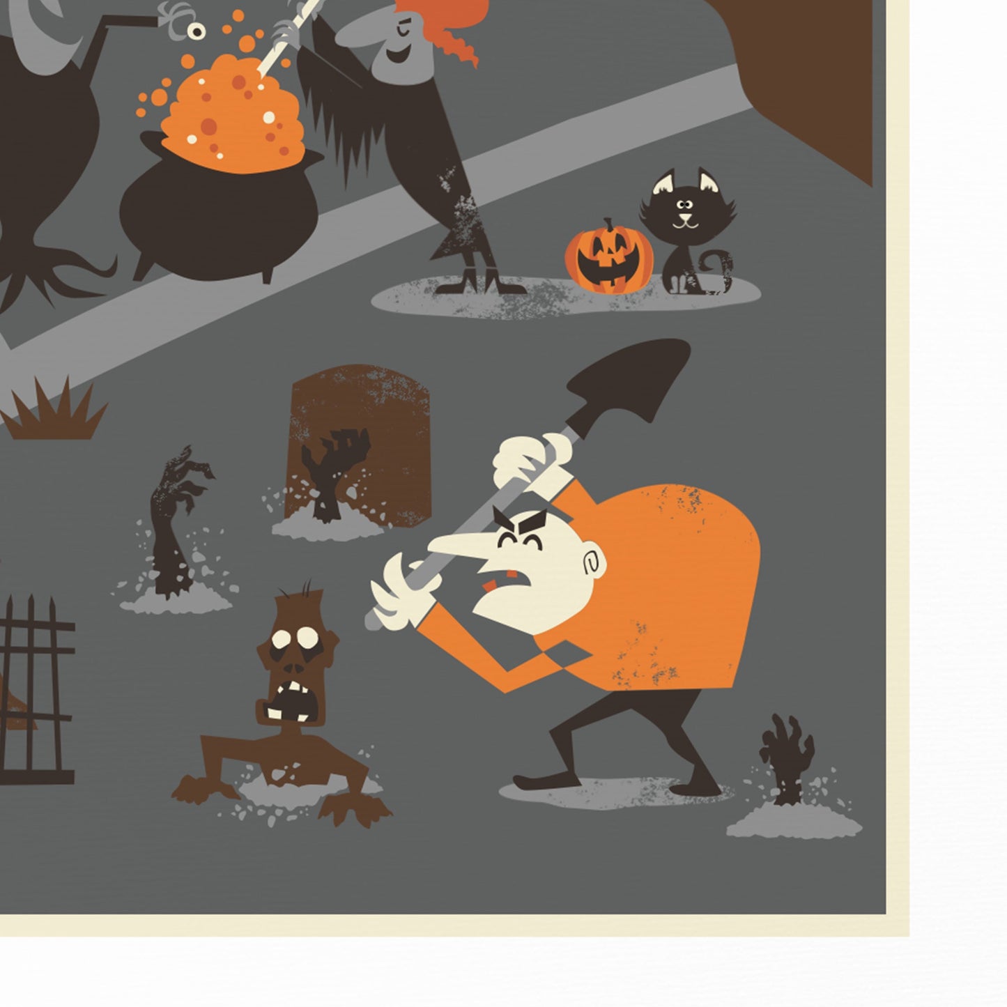 Halloween Wall Art Print, Pumpkin Poster Fall Gothic Party Decor, Witchy Vintage Art