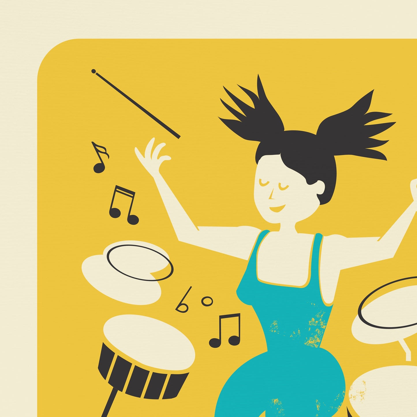 Set of Two Music Prints, Drummer Girl and Boy, Home Office Decor Artwork