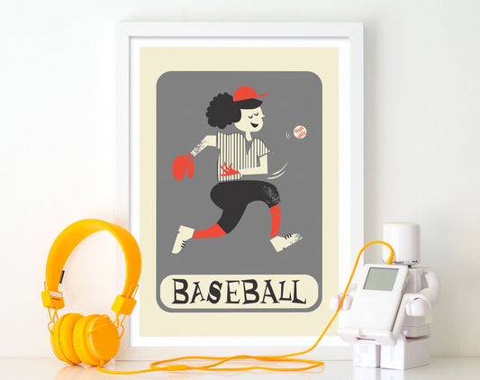 Baseball Pitcher Girl Print, Personalized Choose Colors Change Text, Funny Softball Teammate Birthday Gift