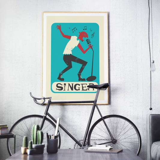 Rock Singer Poster, Rock & Roll Illustration, Add Your Favourite Colors