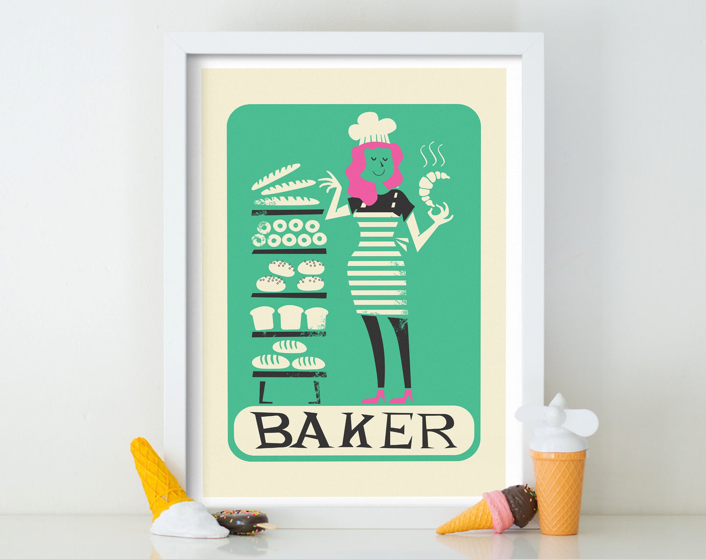 Custom Poster Of A Baker Woman, Baking Funny Gift Print, Bakery Artwork For Mother Sister Daughter