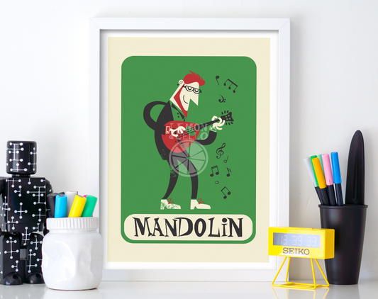 Mandolin Print, Music Player, Add Your Personalization, Studio Gallery Wall Decor