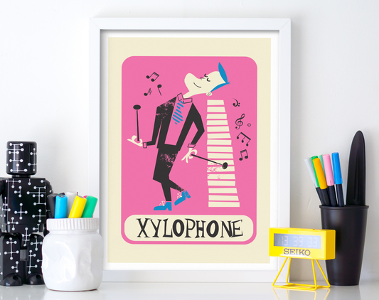 Unique Xylophone Poster, Valentine's Day Gift, Choose Your Colors, Nursery Decor Kids