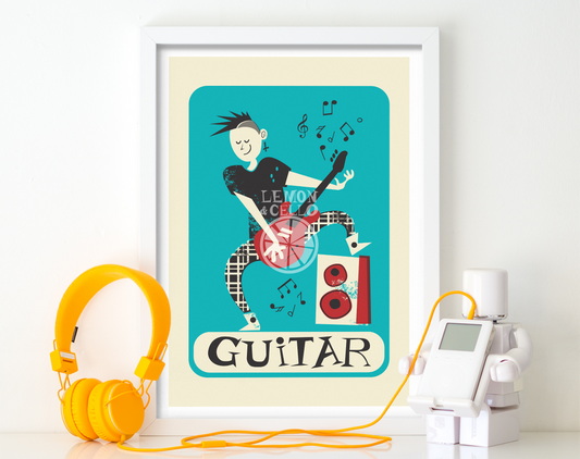 Rock Star Poster, Electric Guitar Player, Gallery Wall Decor