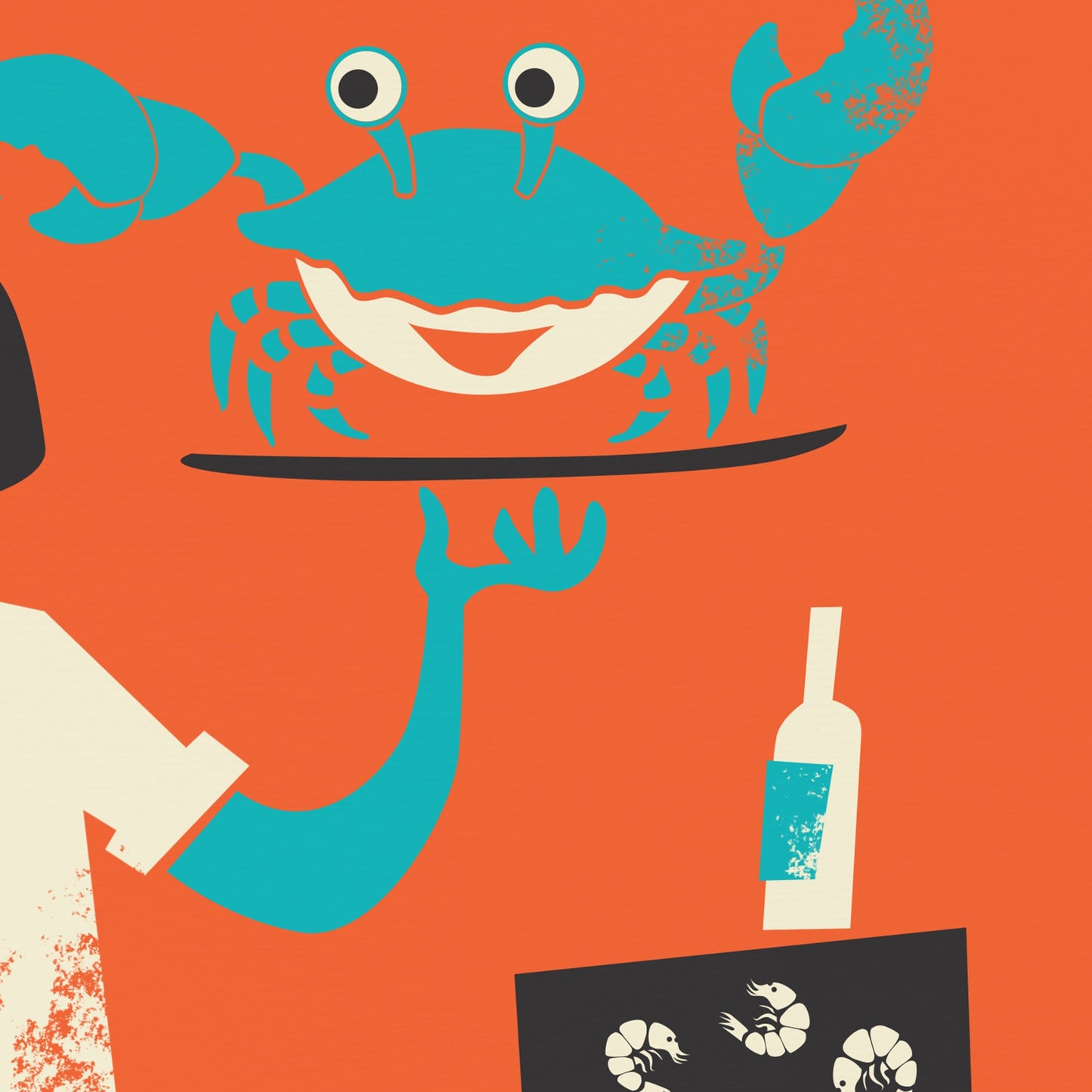 Cooking Print, Cool Chef Poster, Fun Kitchen Art Chef And Crab, Modern Aesthetic Kitchen Decor