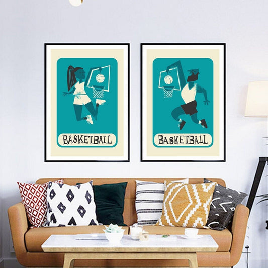Set Of Two Basketball Players, Custom Coach Appreciation Gift, Mid 50s Posters, Game Season
