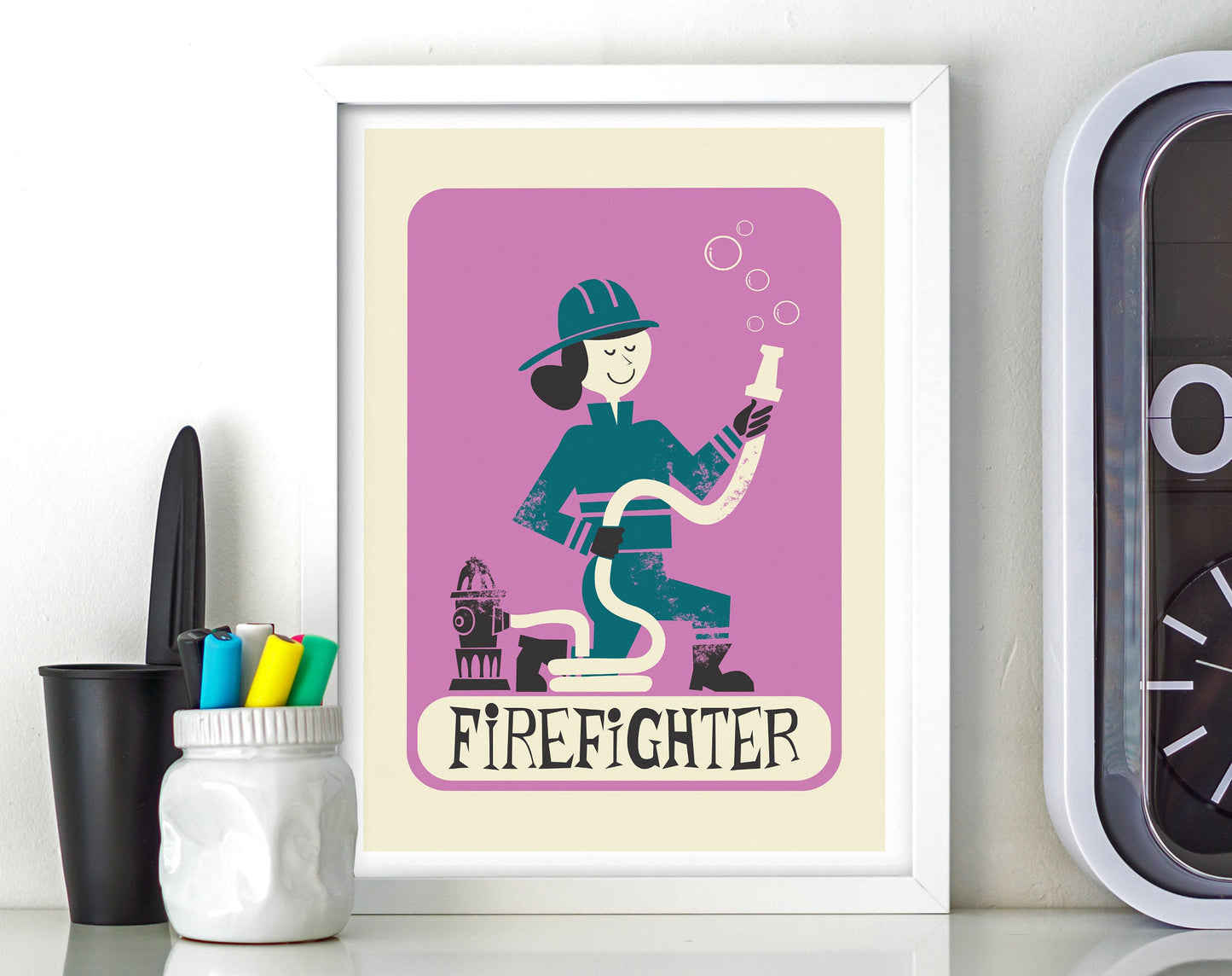 Firefighter Poster, Gift For Wife Co-Worker, Name of Your Choice, Women Empowerment