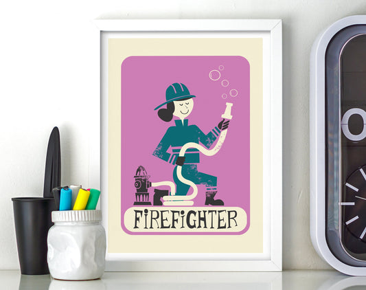 Firefighter Poster, Gift For Wife Co-Worker, Name of Your Choice, Women Empowerment