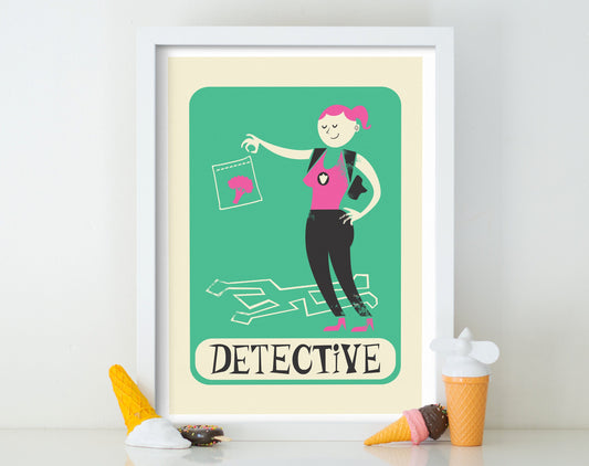 Best Detective Gift, Wife Mother Coworker Daughter Gift Poster, Private investigator Cartoon
