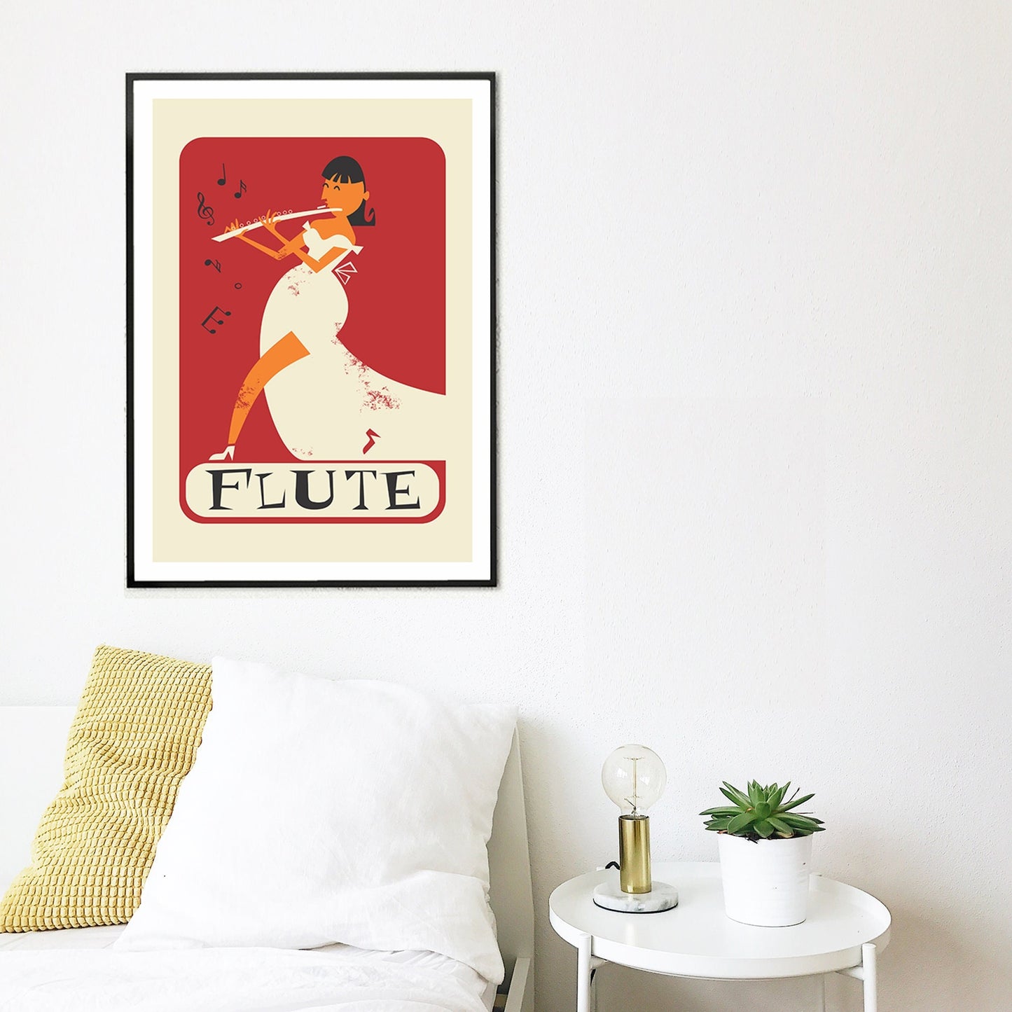 Flutist Colorful Art Poster, Illustration Flute Player, Print Gift for Music Lover