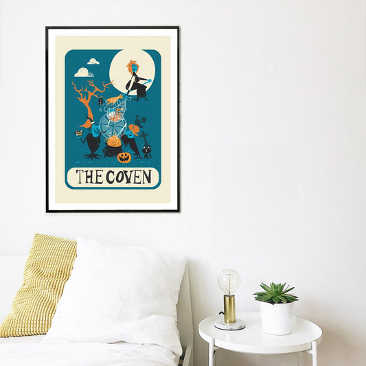 Coven Print, Halloween Witch Wall Art, Dark Academia, Gothic Victorian, Whimsical Wicca Artwork