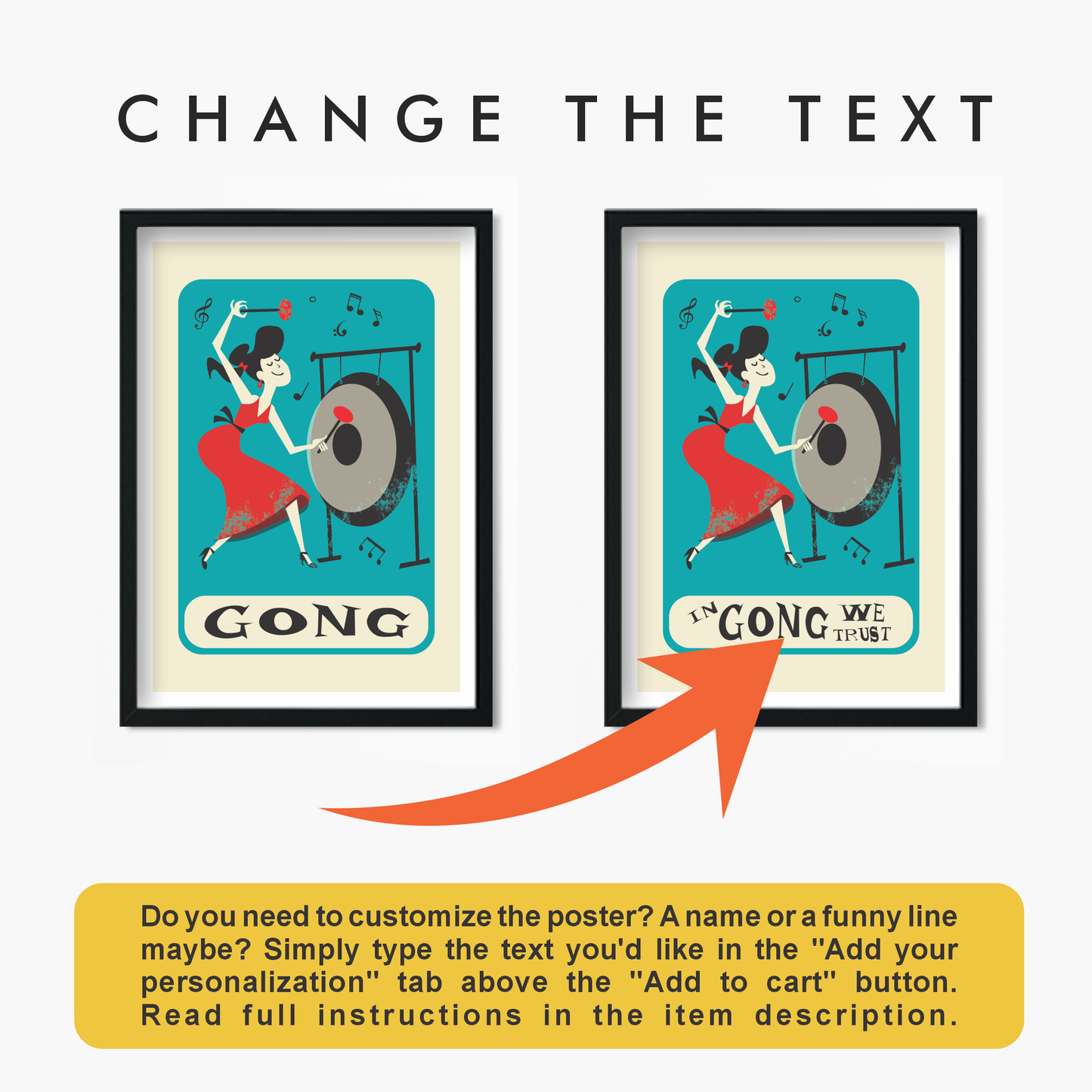 Gong Print, Pop Art Poster, Girl Playing Music Instrument